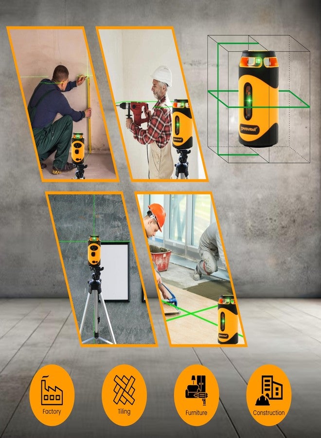TOMAHAWK® 2 Line Laser Cross Line Leveller Self-Leveling Green Laser Level | 25m Working Distance | ±3mm Precision | IP54 Dustproof | Magnetic Bracket & Remote Control (Cross Line (Tin Can)) - Image 5